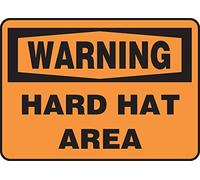 Accuform MPPE318VP Plastic Sign, Legend"Warning Hard Hat Area", 7" Length x 10" Width x 0.055" Thickness, Black On Orange, 7" Height, 10" Wide, 7" Length, Plastic, 7x10