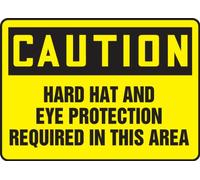 Accuform MPPE415VP Panneau « Caution Hard HAT and Eye Protection Required in This Area », 25,4 cm de long x 35,6 cm de large x 0,1 cm d'épaisseur, plastique, 25,4 x 35,6 cm, noir sur jaune