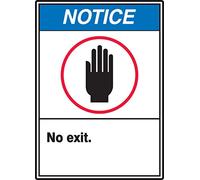 Accuform MRDM804VS Adhesive Vinyl Sign, Legend"Notice No Exit", 10" Length x 7" Width x 0.004" Thickness, Red/Blue/Black On White, 10" Height, 7" Wide, 10" Length, Vinyl, 10x7