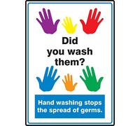 Accuform MRST541VP Plastic Safety Sign, Legend"DID You WASH Them? Hand Washing Stops The Spread of Germs" with Graphic, 14" Length x 10" Width x 0.055" Thickness