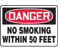 Accuform MSMK247VA Aluminum Safety Sign, Legend"Danger NO Smoking Within 50 FEET", 10" Length x 14" Width, Red/Black on White