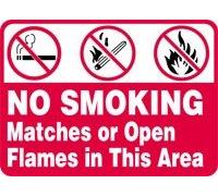 Accuform"No Smoking Matches Or Open Flames in This Area" Safety Sign, Accu-Shield, 7 x 10 Inches (MSMK434XP)