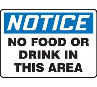 Accuform"Notice No Food Or Drink in This Area" Safety Sign, Accu-Shield, 10 x 14 Inches (MHSK838XP)