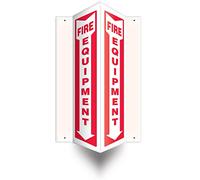 Accuform PSP628 Projection Sign 3D, Legend"FIRE Equipment", 24" x 4" Panel, 0.10" Thick High-Impact Plastic, Pre-Drilled Mounting Holes, White on Red