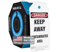 Accuform Safety Tags-by-The-Roll: Danger Keep Away CONTAMINATED Area, 100/Roll, TAR210