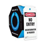 Accuform Safety Tags-by-The-Roll: Danger NO Entry DECONTAMINATION in Progress, 250/Roll, TAR220