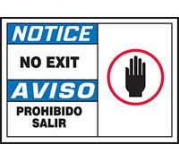 Accuform SBLADM806VSP Adhesive Label, Legend"Notice NO EXIT/Aviso PROHIBIDO SALIR", 3.5" Height, 3.5" Length x 5" Width x 0.004" Thickness, Vinyl, Red/Black/Blue on White (Pack of 5)