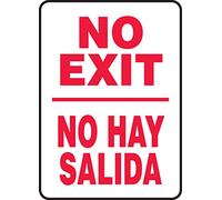 Accuform SBMADC529VA Aluminum Sign, Legend"NO EXIT/NO HAY Salida", 14" Length x 10" Width, Red on White