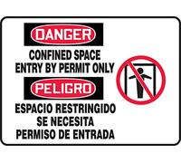 Accuform SBMCSP113MVA Aluminum Sign, Legend"Danger CONFINED Space Entry by Permit ONLY", 7" Length x 10" Width x 0.040" Thickness, Red/Black on White