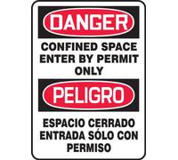Accuform SBMCSP134VP Panneau bilingue espagnol en plastique « Danger Confined Space Enter By Permit Only » / Peigro ESPACIO CERRADO ENTRADA SOLO CON PERMISO », 35,6 cm de long x 25,4 cm de large x 0,1 cm d'épaisseur, rouge/noir sur blanc