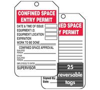 Accuform Signes Tcs323ctp l'espace Confinés état Tag, Legend "permis d'entrée d'espace Confiné", 14,6 cm Longueur X 8,3 cm Largeur x 0 cm d'épaisseur, Pf-cardstock, Rouge/noir sur blanc (lot de 25)
