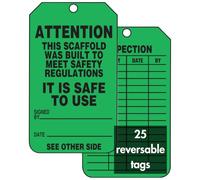 Accuform Signes Trs328ctp état d'échafaudage Tag, Legend "Attention Cet Échafaudage A été conçue pour répondre aux normes de sécurité - Il est sûr d'utiliser", 14,6 cm Longueur X 8,3 cm Largeur x 0 cm d'épaisseur, Pf-cardstock, Noir sur vert (lot de 25)