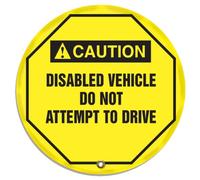 Accuform Signs KDD717 STOPOUT Couverture de Volant en Vinyle Style ANSI avec Inscription « Caution Disabled Vehicle DO Not Attempt to Drive », 16 de diamètre, Noir sur Jaune Accuform