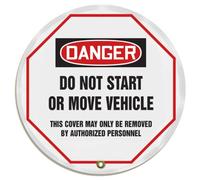 Accuform Signs KDD814 STOPOUT Housse de Volant Volant en Vinyle Style OSHA Legend Danger Do Not Start Or Move Vehicle - This Cover May be Only be Removed by Authorized Personnel, 16 Diamants, Rouge