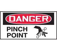 Accuform Signs LEQM009XVE Adhesive Dura-Vinyl Safety Label, Legend "DANGER PINCH POINT", 1.5" Length x 3" Width x 0.006" Thickness, Red/Black on White