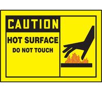 Accuform Signs LEQM647XVE Safety Label, Legend"Caution HOT Surface DO NOT Touch" with Graphic, 3.5" Length x 5" Width x 0.006" Thickness, Adhesive Dura-Vinyl, Black/Red on Yellow