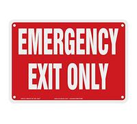 Accuform Signs MEXT586VS Panneau de sécurité en vinyle adhésif avec inscription « Emergency EXIT ONLY », 17,8 cm de long x 25,4 cm de largeur x 0 cm d'épaisseur, blanc sur rouge