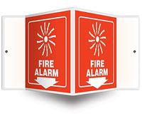 Accuform Signs PSP620 Panneau de projection 3D, légende « Alarme incendie (flèche) », panneau de 15,2 x 12,7 cm, plastique résistant aux chocs de 0,3 cm d'épaisseur, trous de montage pré-percés, blanc