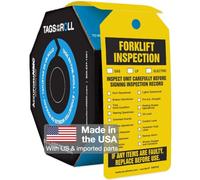 Accuform Tar722 balises By-the-roll d'inspection et de l "état, Tags Legend" Chariot élévateur d'inspection ", 15,9 cm Longueur X 7,6 cm Largeur x 0 cm d'épaisseur, Pf-cardstock, Noir sur jaune (lot de 250)