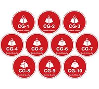 Accuform TDK120XVR Lot de 10 étiquettes adhésives Dura-Vinyl® « Control Gravity » Energy Source ShapeID - Série 1 à 10 - 6,3 cm de large x 6,3 cm de long, blanc sur rouge