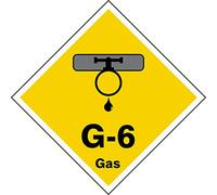 Accuform TDK406XVE Adhesive Dura-Vinyl"G-6 Gas" Energy Source Shape ID Tag, 2-1/2" W x 2-1/2" L, Gray/Black/White on Yellow