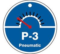 Accuform TDK703VPM Lot de 5 étiquettes d'identification en plastique P-3 pneumatique en forme de source d'énergie, 6,3 cm de large x 6,3 cm de long, noir/rouge/blanc sur bleu