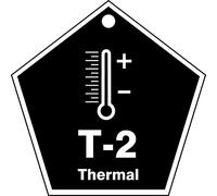 Accuform TDK802VPM Lot de 5 étiquettes d'identification en plastique « T-2 Thermal » en forme de source d'énergie, 6,3 cm de large x 6,3 cm de long, blanc sur noir