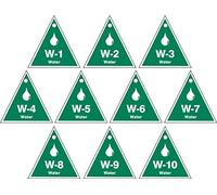 Accuform TDK920VPR Lot de 10 étiquettes en plastique "Water" Energy Source ShapeID Série 1 à 10, 6,3 cm de large x 6,3 cm de long, blanc sur vert