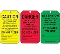 Accuform TSS200CTP PF-Cardstock Scaffold Status Tag, Legend"Danger/Caution/Attention", 5.75" Length x 3.25" Width x 0.010" Thickness, Black on Green/Yellow/Red (Pack of 25)