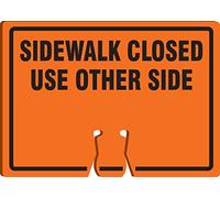 AccuformNMC "Sidewalk Closed Use Other Side" Traffic Cone Top, Combine With Orange Cones to Create a Warning Sign, 10" x 14" Plastic Cone Sign, Made in the USA, FBC771