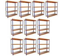 Accumulant 10 x S-Rax entrepôt stockage rayonnage, bleu/Orange, 150cm, largeur 50cm profond Bleu G