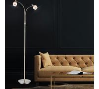 Accumulateur Luminaire Lampadaire Métal Flexo 2 à Flammes Blanc Chaud LED 155cm