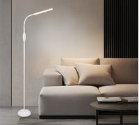 Lampadaire LED blanc Lampe de salon Lampadaire avec interrupteur tactile, bras flexible, couleurs de lumière réglables, 5W 700lm blanc chaud-blanc neutre, H 145 cm