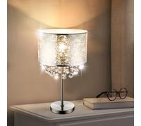Accumulateur Luminaire Lampe de Chevet Feuille D'Argent Tissu E27 Cristaux