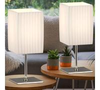 Accumulateur Luminaire Lampe de Chevet Table LED Tissu Chrome Salon 2er Set