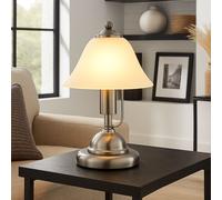 Lampe de table Touch lampe de chevet en verre d'albâtre lampe de table chambre, nickel mat, 1x douille E14, DxH 17x27 cm