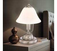 Accumulateur Luminaire Lampe de Chevet Table Tactile Verre Albâtre Nickel Mat