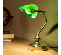 Accumulateur Luminaire Lampe de Lecture Table Vintage Antique Laiton Vert 1x E14