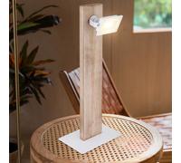 Accumulateur Luminaire Lampe de Table Bois LED Verre Satiné Blanc Spot Pivotant