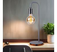 Lampe de table nickel mat lampe d'appoint en métal lampe de table rétro gris industriel, 1x douille E27, HxP 43,8x15 cm