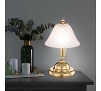 Lampe de table lampe de table en laiton lampe de bureau tactile verre antique albâtre, câble 1,5m, 1x douille E14, DxH 17x27 cm