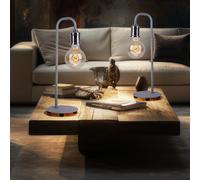 Lampe de table nickel mat lampe d'appoint métal lampe de table rétro gris industriel, 1x douille E27, HxP 43,8x15 cm, lot de 2