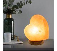 Accumulateur Luminaire Lampe de Table Chevet 1x E14 Cristal Sel Bois Forme Coeur