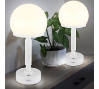 Lampe de table champignon blanc Lampe de table Touchdimmer Batterie Lampe d'appoint champignon, USB-C, LED 1W 60Lm blanc chaud, DxH 14x29,5 cm, 2 pièces
