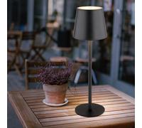 Lampe de table lampe d'extérieur dimmable lampe de table LED batterie USB lampe de jardin, métal plastique opale noire, 3W 130Lm blanc chaud, DxH 10,6x36 cm