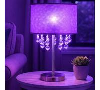 Lampe de table lampe en cristal lampe de lecture lampe de chambre, abat-jour décor en cristal feuille d'or nickel mat, contrôle par application, Smart RGB LED 10W 806Lm, DxH 32x56 cm