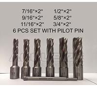 Accusizetools - 6 pcs/lot de 7/40,6 cm vers 3/10,2 cm HSS carotter 5,1 cm Profondeur de coupe avec voyant broches, # i1