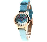 Accutime Disney Lilo & Stitch Montre à quartz analogique dégradée bleue avec petit cadran, accents dorés pour femme adulte (modèle : LAS5031AZ), bleu, Montre-bracelet analogique