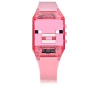 Accutime Microsoft Minecraft Minecraft Montre numérique pour enfants - Lumière clignotante LED, écran LCD, montre pour enfants, filles, bracelet en silicone rose (modèle : Min4031AZ), rose,
