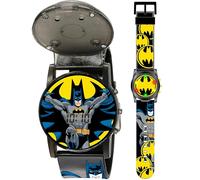 Accutime Montre à Quartz numérique Batman pour garçons, Filles et Adultes de Tous âges, Logo sur la Face du Bracelet Noir, Numérique